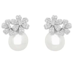 Latelita Bouquet And Pearl Stud Earrings Silver