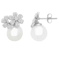 Latelita Bouquet And Pearl Stud Earrings Silver -Cheap Gemiracle Store bouquet and pearl stud earrings silver 703688