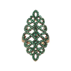 Latelita Calligraphy Wave Cocktail Ring Emerald Green Rosegold