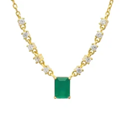 Latelita Claudia Gemstone Pendant Necklace Gold Colombian Emerald