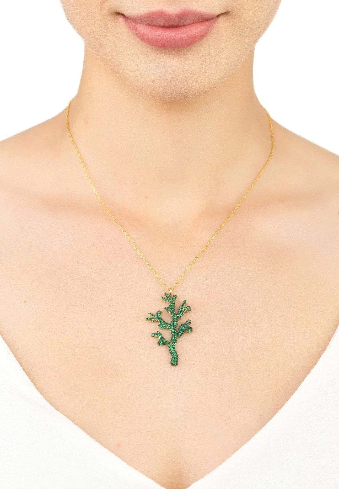 Latelita Coral Reef Necklace Green Cz 2 Latelita Coral Reef Necklace Green Cz - Image 2