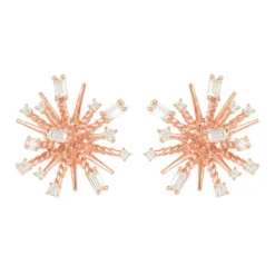 Latelita Cosmic Bang Baguette Cz Stud Earrings Rose Gold