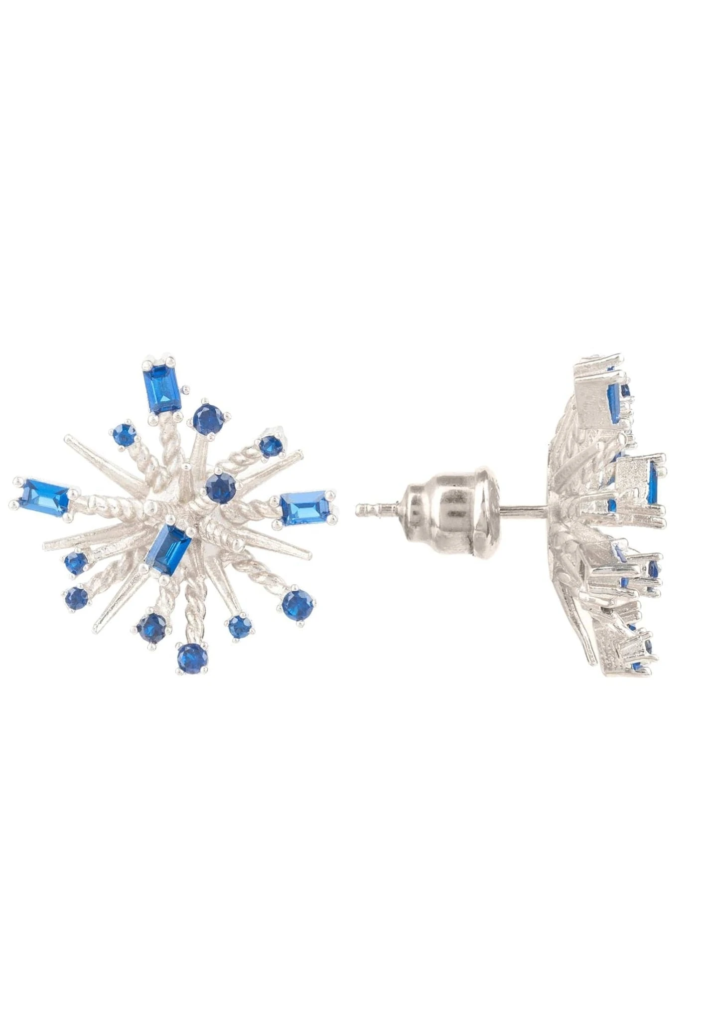Latelita Cosmic Bang Baguette Cz Stud Earrings Sapphire Blue Cz Silver 3 Latelita Cosmic Bang Baguette Cz Stud Earrings Sapphire Blue Cz Silver - Image 3