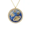 Latelita Cosmos Stars & Planet Dark Blue Enamel Necklace Gold