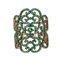 Latelita Countess Filigree Cocktail Ring Emerald Green Rosegold