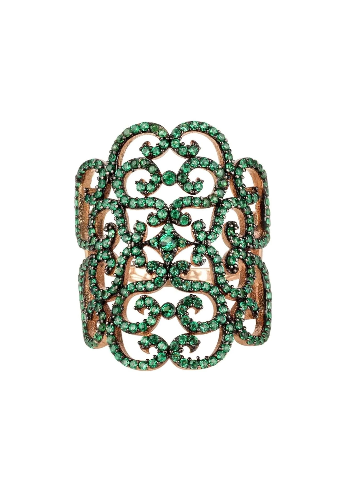 Latelita Countess Filigree Cocktail Ring Emerald Green Rosegold 1 Latelita Countess Filigree Cocktail Ring Emerald Green Rosegold