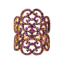 Latelita Countess Filigree Cocktail Ring Ruby Pink Gold