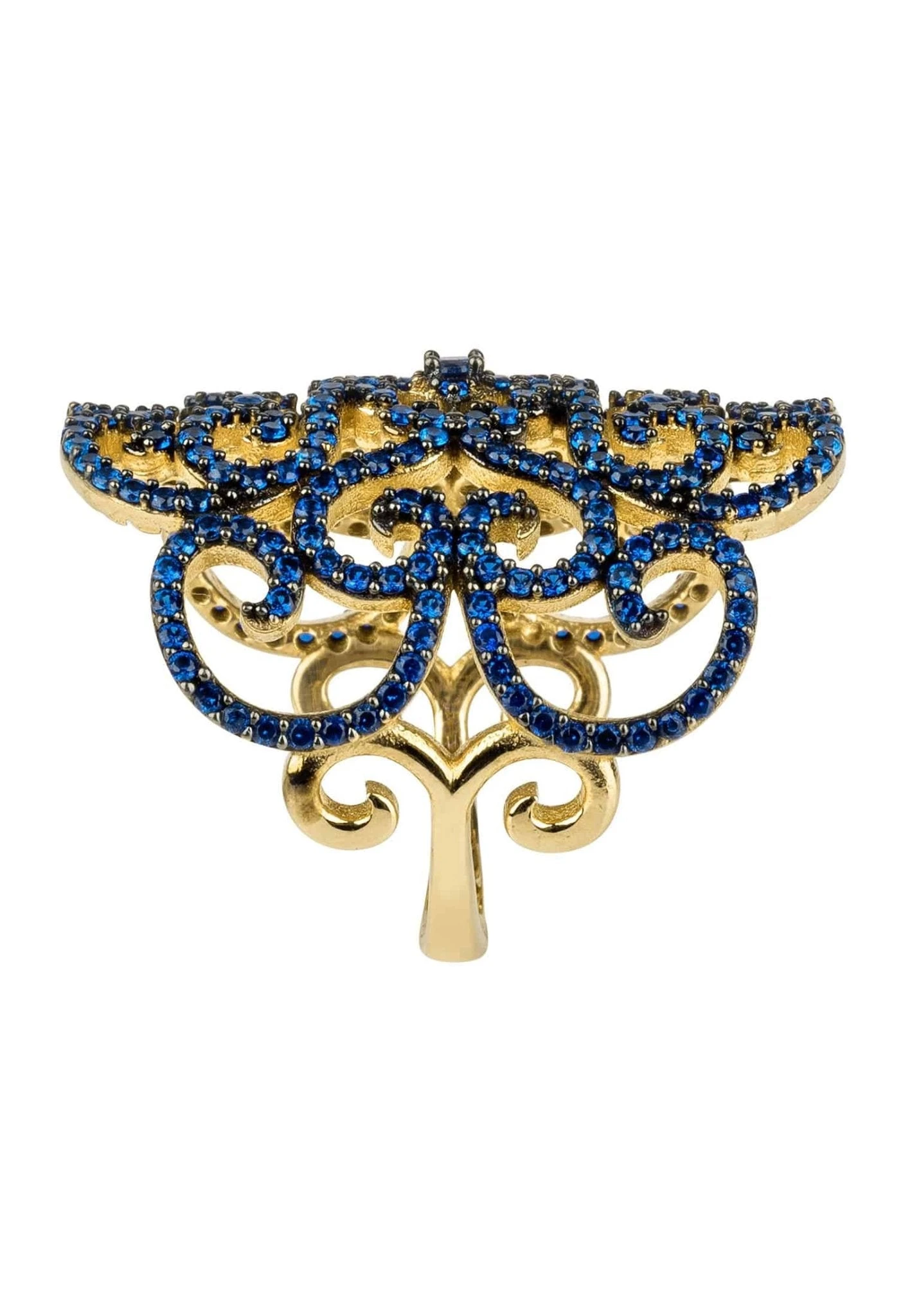 Latelita Countess Filigree Cocktail Ring Sapphire Blue Gold 2 Latelita Countess Filigree Cocktail Ring Sapphire Blue Gold - Image 2