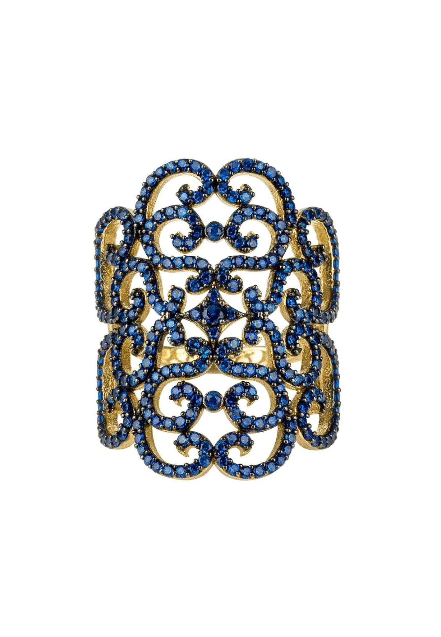 Latelita Countess Filigree Cocktail Ring Sapphire Blue Gold 1 Latelita Countess Filigree Cocktail Ring Sapphire Blue Gold