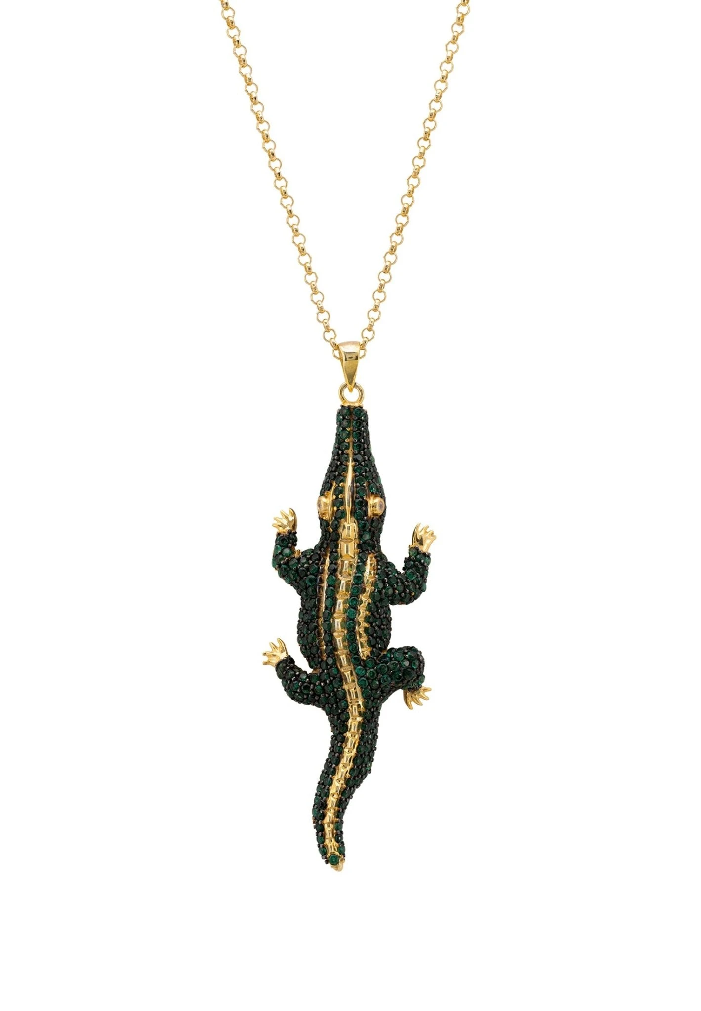Latelita Crocodile Shaped Pendant Necklace Gold 1 Latelita Crocodile Shaped Pendant Necklace Gold