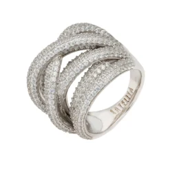 Latelita Crossover Multi-Strand Cocktail Ring Silver