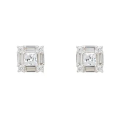 Latelita Cushion Cut Solitaire Earrings Silver