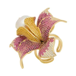 Latelita Daffodil With Pearl Cocktail Ring Gold Ruby CZ -Cheap Gemiracle Store daffodil with pearl cocktail ring gold ruby cz 459775