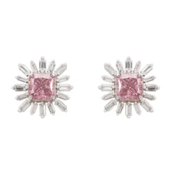 Latelita Daisy Flower Earrings Silver Pink Morganite