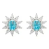 Latelita Daisy Gemstone Stud Earrings Blue Topaz Silver