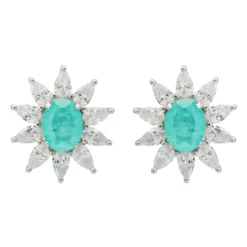 Latelita Daisy Gemstone Stud Earrings Paraiba Tourmaline Silver