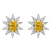 Latelita Daisy Gemstone Stud Earrings Yellow Topaz Silver