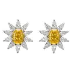 Latelita Daisy Gemstone Stud Earrings Yellow Topaz Silver
