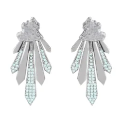 Latelita Deco Fan Ear Jacket Aqua Silver Oxidised