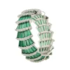 Latelita Deco Fantail Cocktail Ring Silver Emerald