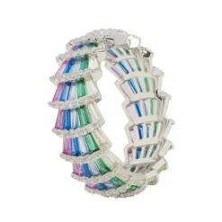 Latelita Deco Fantail Cocktail Ring Silver Rainbow