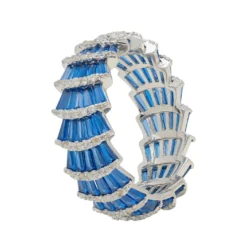 Latelita Deco Fantail Cocktail Ring Silver Sapphire