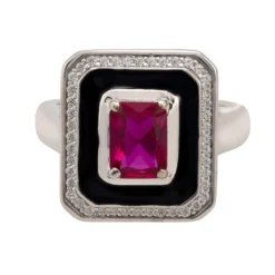 Latelita Deco Ruby & Enamel Ring Silver -Cheap Gemiracle Store deco ruby enamel ring silver 310546