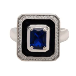Latelita Deco Sapphire & Enamel Ring Silver -Cheap Gemiracle Store deco sapphire enamel ring silver 228581