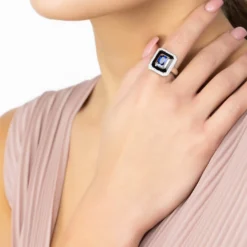 Latelita Deco Sapphire & Enamel Ring Silver -Cheap Gemiracle Store deco sapphire enamel ring silver 360089