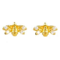Latelita Diamond Mini Bee Earrings Gold