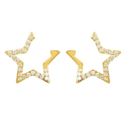 Latelita Diamond Open Star Earrings Gold