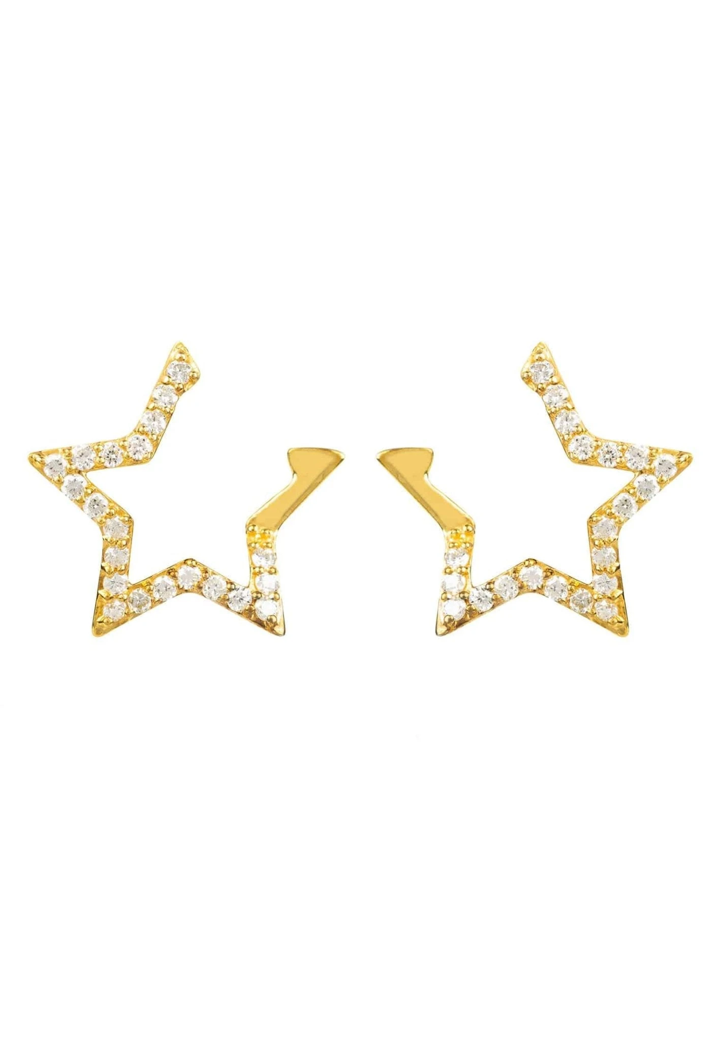 Latelita Diamond Open Star Earrings Gold 1 Latelita Diamond Open Star Earrings Gold