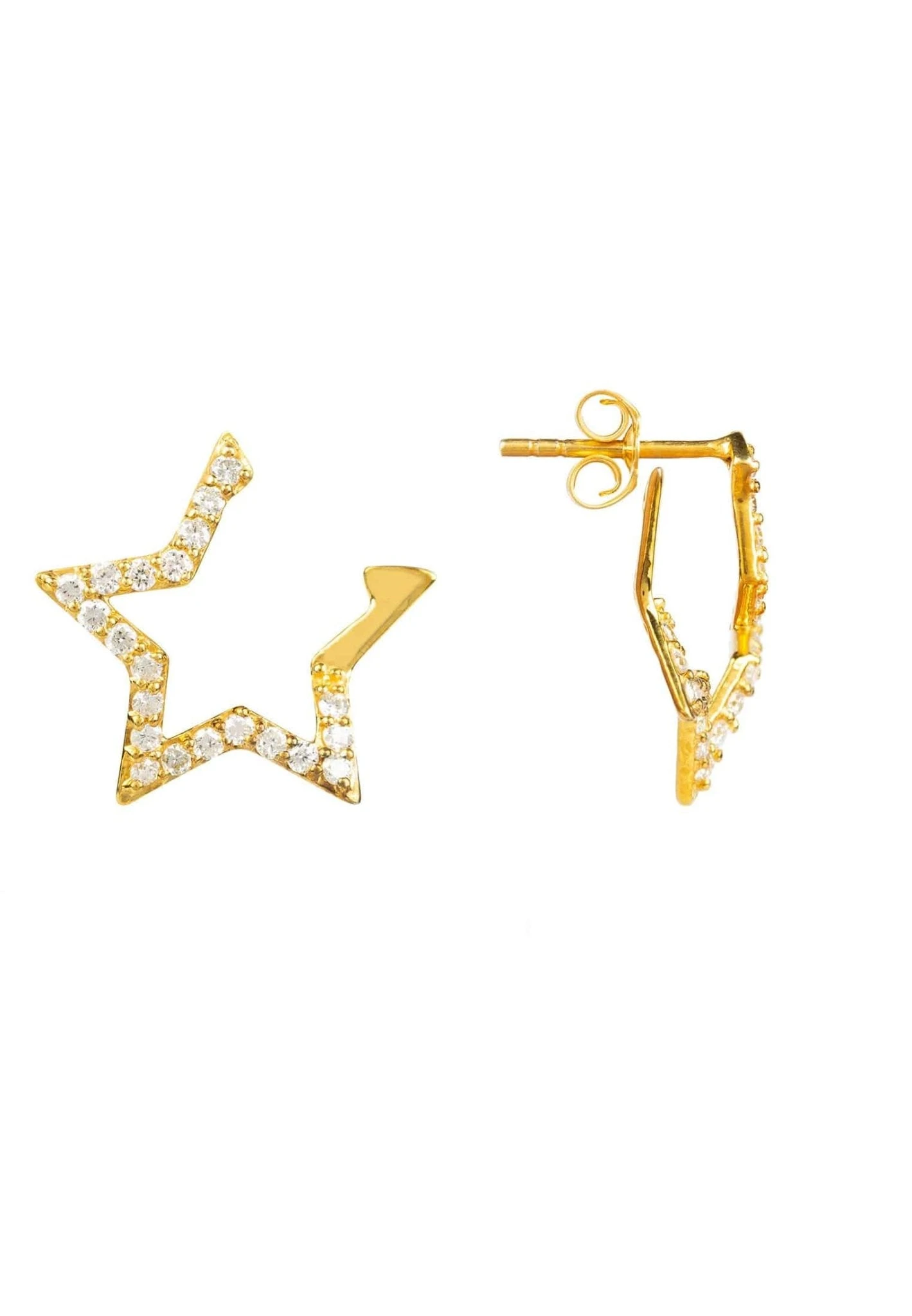 Latelita Diamond Open Star Earrings Gold 3 Latelita Diamond Open Star Earrings Gold - Image 3