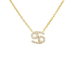 Latelita Diamond Zodiac Necklace Gold Cancer