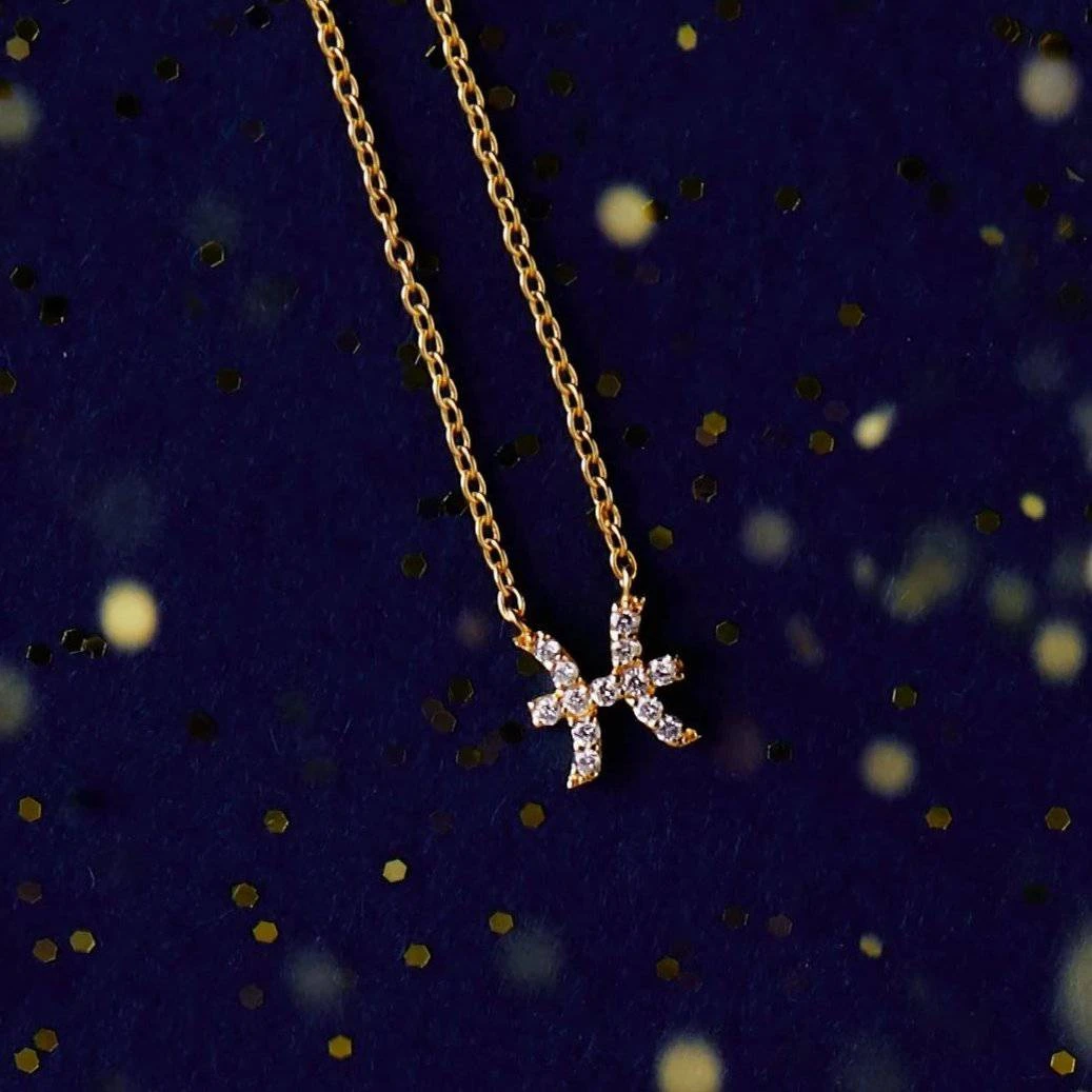 Latelita Diamond Zodiac Necklace Gold Pisces 3 Latelita Diamond Zodiac Necklace Gold Pisces - Image 3