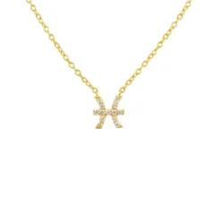 Latelita Diamond Zodiac Necklace Gold Pisces