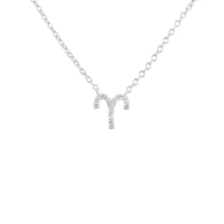 Latelita Diamond Zodiac Silver Necklace Aries