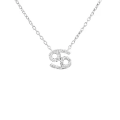 Latelita Diamond Zodiac Silver Necklace Cancer
