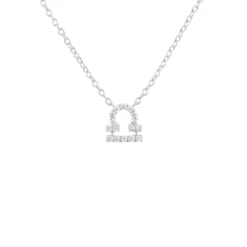 Latelita Diamond Zodiac Silver Necklace Libra