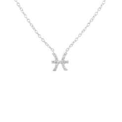 Latelita Diamond Zodiac Silver Necklace Pisces