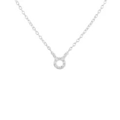 Latelita Diamond Zodiac Silver Necklace Taurus