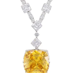 Latelita Elizabeth Lemon Topaz Statement Necklace Silver