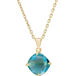 Latelita Empress Blue Topaz Gemstone Necklace Gold