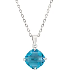 Latelita Empress Blue Topaz Gemstone Necklace Silver