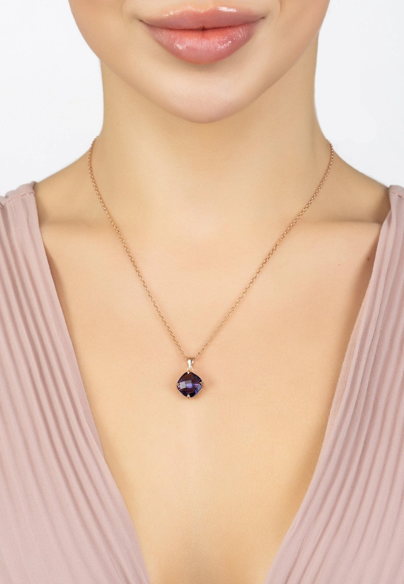 Latelita Empress Gemstone Necklace Rosegold Amethyst 2 Latelita Empress Gemstone Necklace Rosegold Amethyst - Image 2
