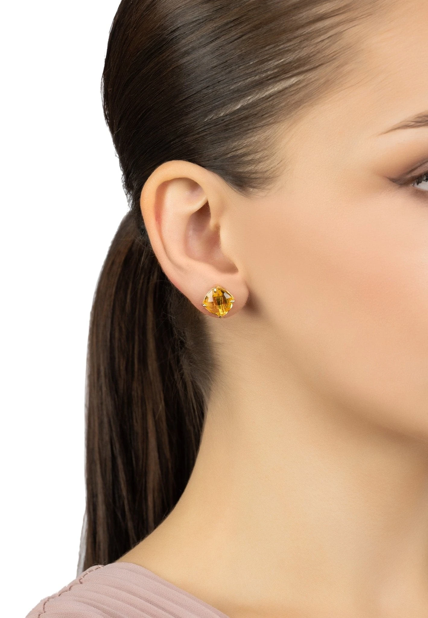 Latelita Empress Gemstone Stud Earrings Gold Citrine 2 Latelita Empress Gemstone Stud Earrings Gold Citrine - Image 2