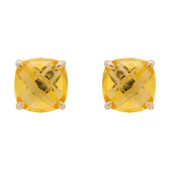 Latelita Empress Gemstone Stud Earrings Gold Citrine