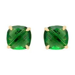Latelita Empress Gemstone Stud Earrings Gold Emerald