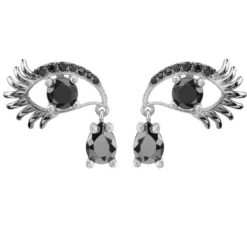 Latelita Eye Of Horus Earrings Black Silver Oxidised