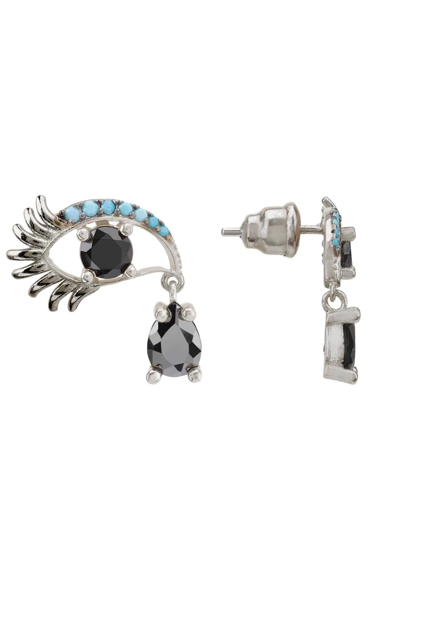 Latelita Eye Of Horus Earrings Blue Silver Oxidised 2 Latelita Eye Of Horus Earrings Blue Silver Oxidised - Image 2